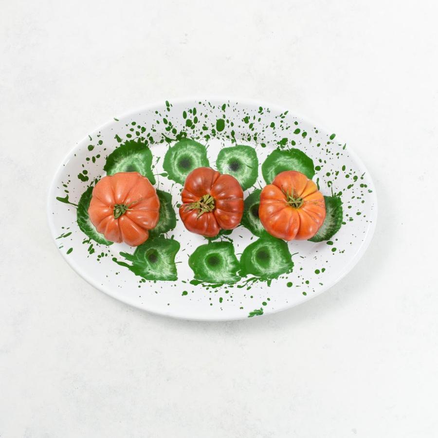 Crockery & Dinnerware | Splatter Madness Enamel Oval Serving Plate, Green, 31Cm Crockery & Dinnerware Crockery & Dinnerware