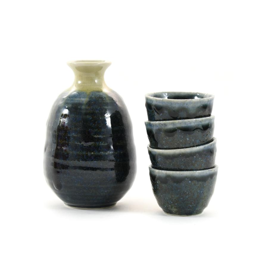 Drinking Glasses | Blue Glaze Sake Set Drinking Glasses Drinking Glasses