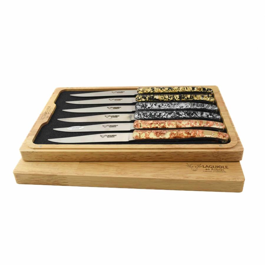 Kitchen Knives | Set Of 6 Gold, Silver & Bronze Steak Knives Cookware Kitchen Knives