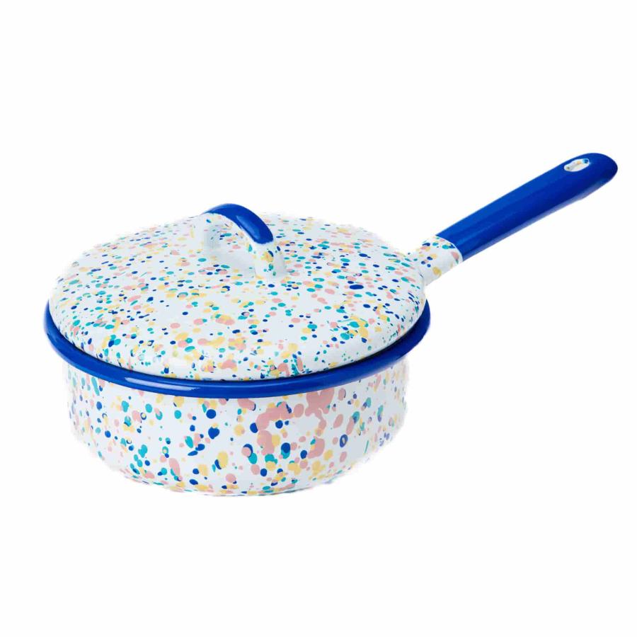 Pots & Pans | Blue Dot Enamel Saute Pan With Lid, 16Cm Cookware Pots & Pans