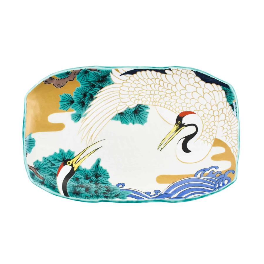 Table Setting | Porcelain Crane Rectangular Platter, 32Cm Japanese Tableware Japanese Tableware