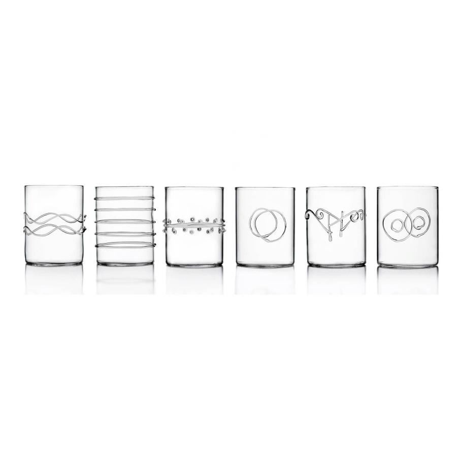 Table Setting | Set Of 6 Assorted Water Tumblers, Clear Drinking Glasses Drinking Glasses